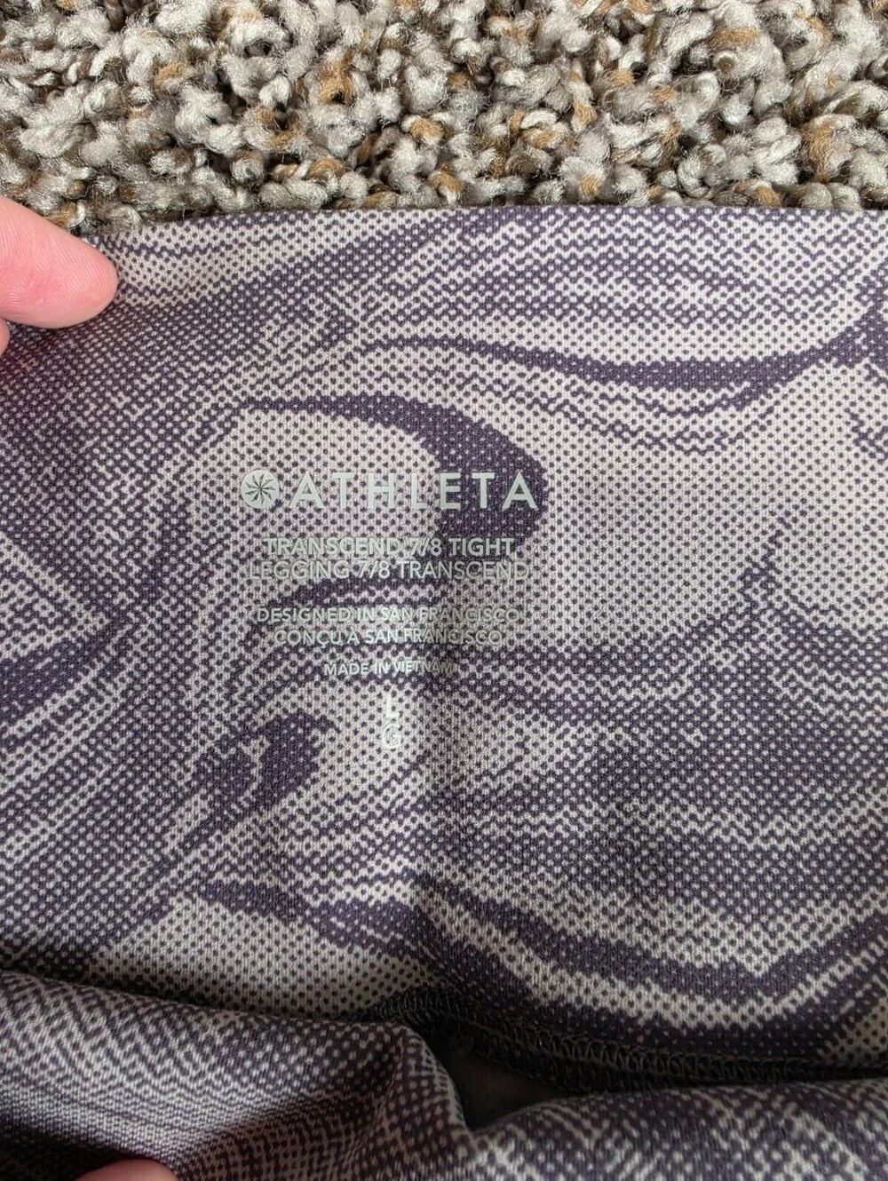 Athleta Womens Sz L Transcend 7/8 Tight Leggings Purple Marbled